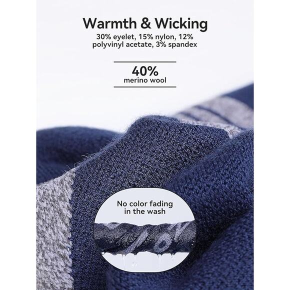 New 2 Pack of COPOZZ Wool Performance Socks for Men or Women - Navy Blue - Picture 8 of 8